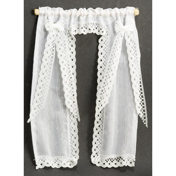 BB52712 Victorian Demi Curtains for Dollhouse Miniature - White
