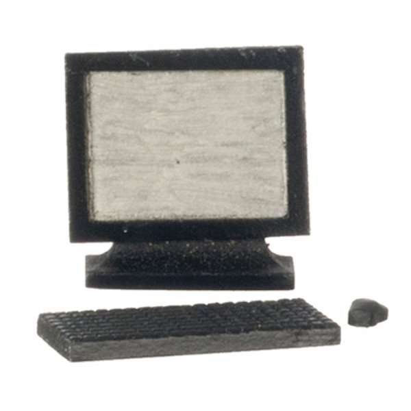 AZT8002 Computer Set for Dollhouse Miniature - Black - 3 Piece