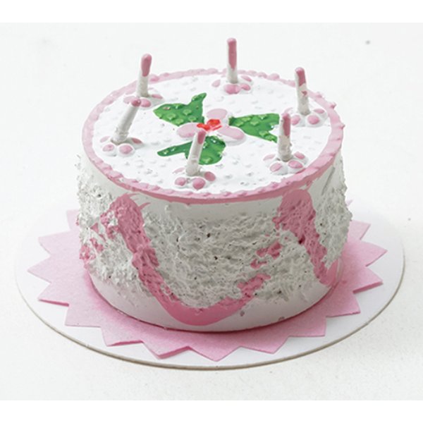 IM65105 Pink Birthday Cake for Dollhouse Miniature