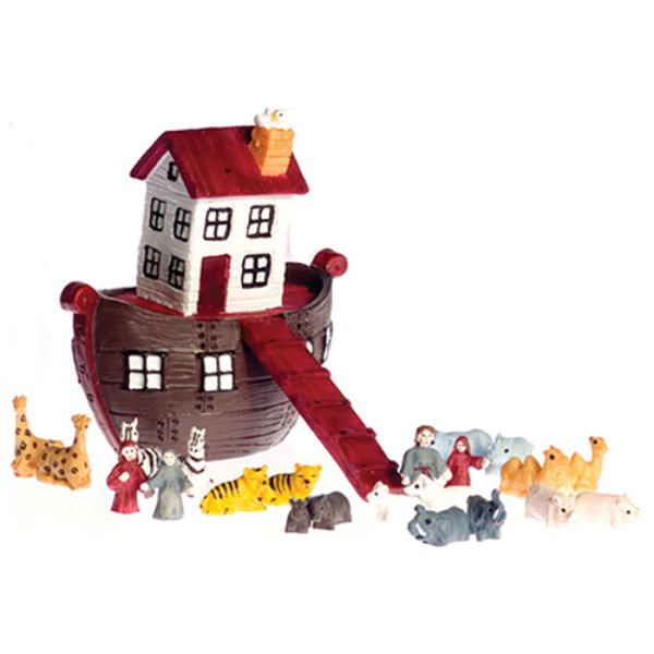 AZT8001 Ark with Animals Set for Dollhouse Miniature - 25 Piece