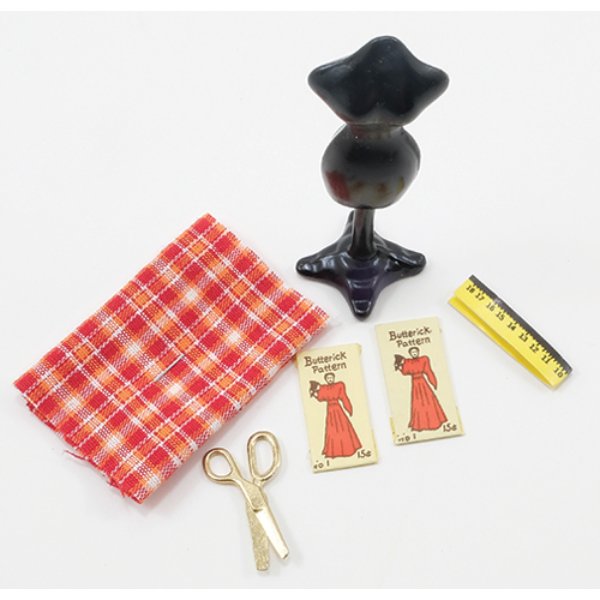 CLA04252 Dressmaker Sewing Set for Dollhouse Miniature - Assorted Fabric