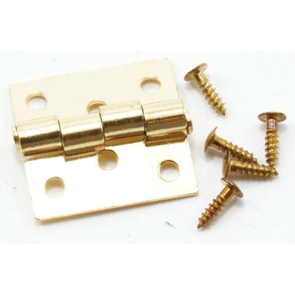 CLA05544 Butt Hinges with Nails for Dollhouse Miniature - Brass - Pack of 4