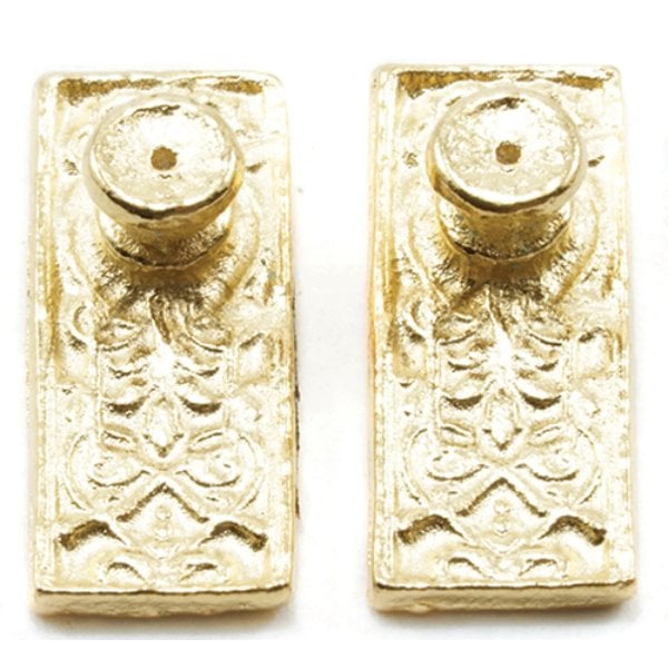 CLA05612 Ornate Door Knobs for Dollhouse Miniature - Brass - Pack of 4