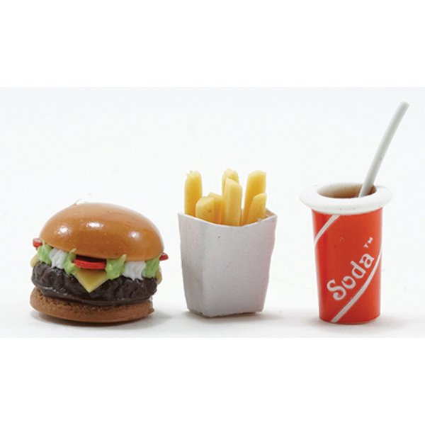 IM65239 Hamburger, Fries & Drink for Dollhouse Miniature
