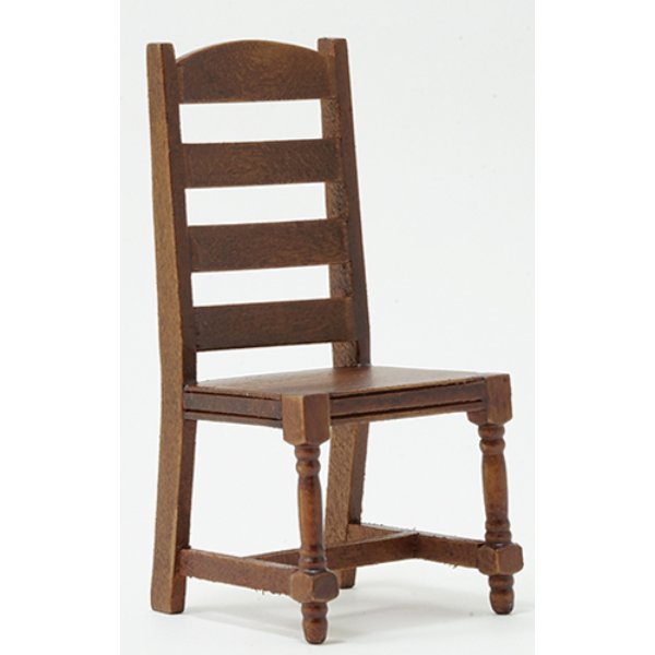 CLA10003 Ladder Back Side Chair for Dollhouse Miniature - Walnut
