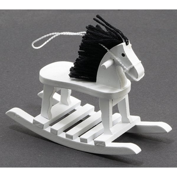 CLA10375   Design Rocking Horse for Dollhouse Miniature - White