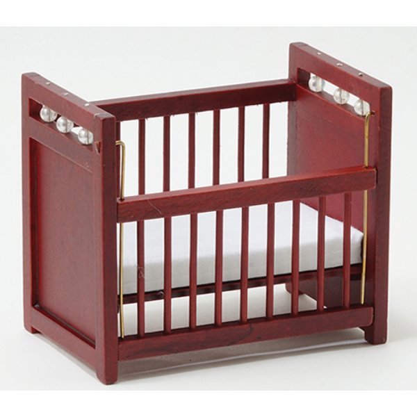 CLA10489 Crib for Dollhouse Miniature - Mahogany