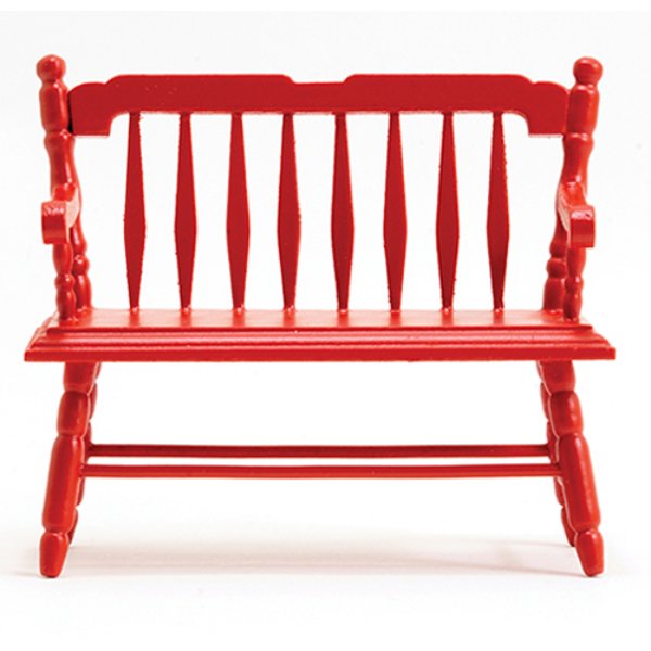 CLA10525 Deacon Bench for Dollhouse Miniature - Red
