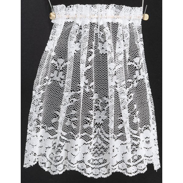 BB50102 1.5 in. Lace Panel Curtains for Dollhouse Miniature - White