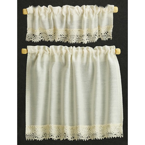 BB50401 Cottage Set Curtains for Dollhouse Miniature - Ecru