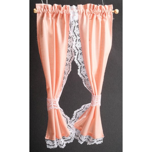 BB55604 Tie Back Curtains for Dollhouse Miniature - Peach