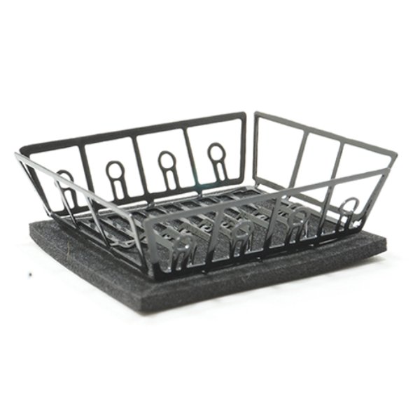 IM65268 Black Dish Drainer with Mat for Dollhouse Miniature