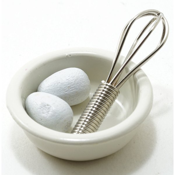IM65270 Whisk with Bowl & Eggs for Dollhouse Miniature - 4 Piece