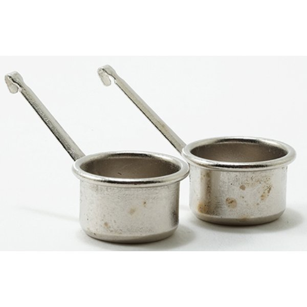 IM65308 Silver Pots for Dollhouse Miniature - 2 Piece