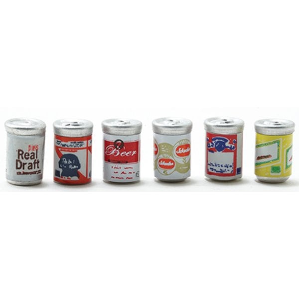 IM65356 Beer Cans for Dollhouse Miniature - 6 Piece