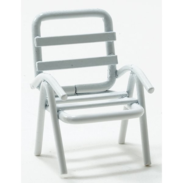IM65367 Lawn Chair for Dollhouse Miniature - White