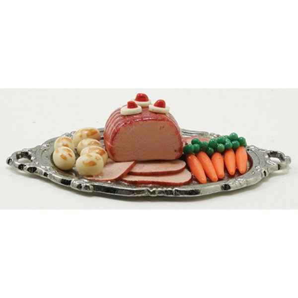 IM66023 Ham Dinner on Tray for Dollhouse Miniature