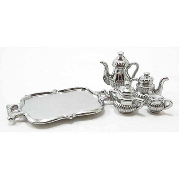 IM65421 Silver Antique Tea Set for Dollhouse Miniature