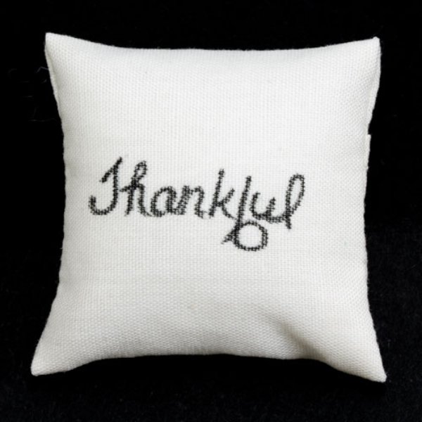 BB80041 Pillow for Dollhouse Miniature - Ecru Thankful