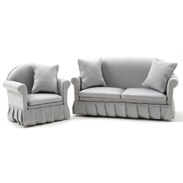 CLA91708 Sofa & Chair Set for Dollhouse Miniature - Gray
