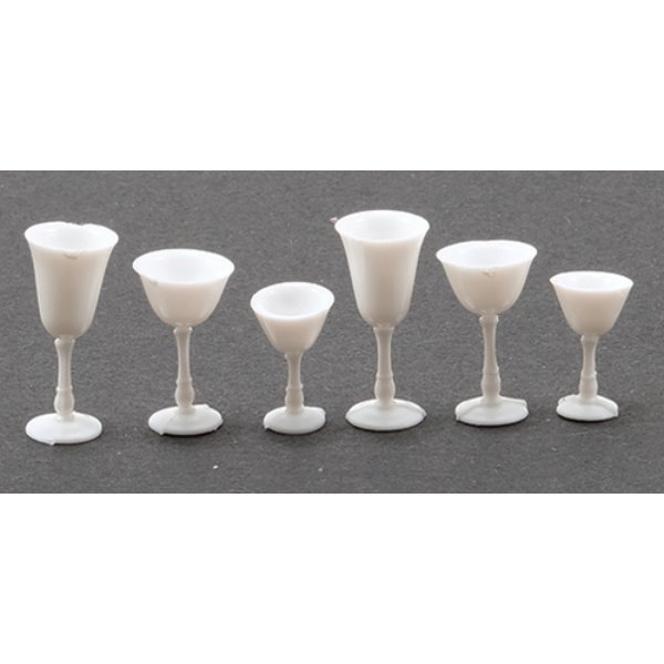 CB110W Stemware for Dollhouse Miniature - White - 6 Piece