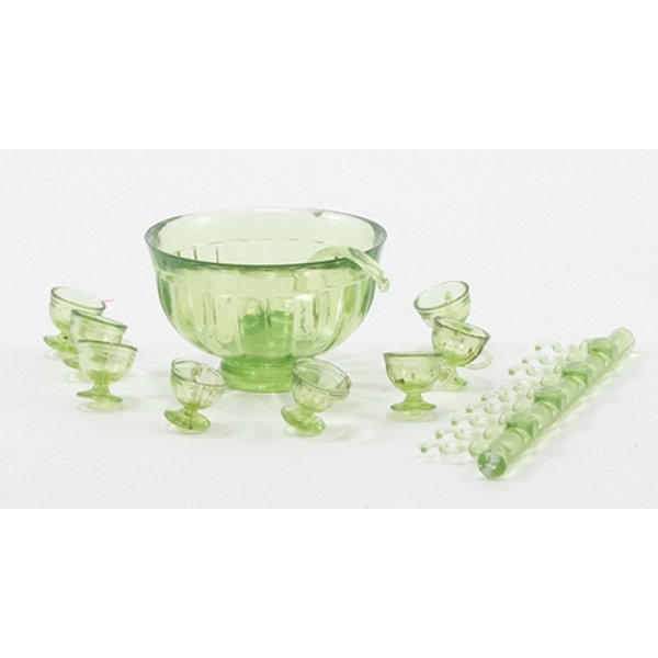 CB120G Punch Bowl Set for Dollhouse Miniature - Green