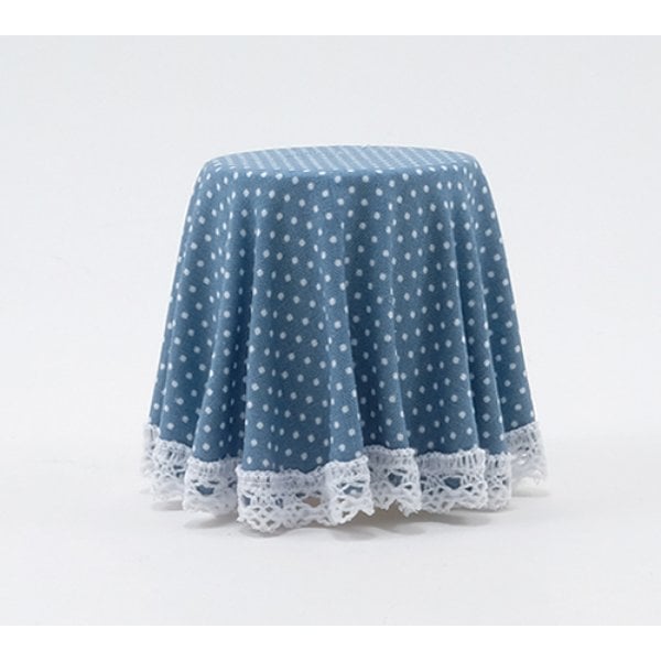CB124B Blue Mini Dot Skirted Table for Dollhouse Miniature