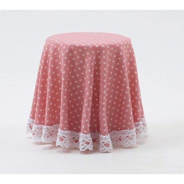 CB124P Pink Mini Dot Skirted Table for Dollhouse Miniature