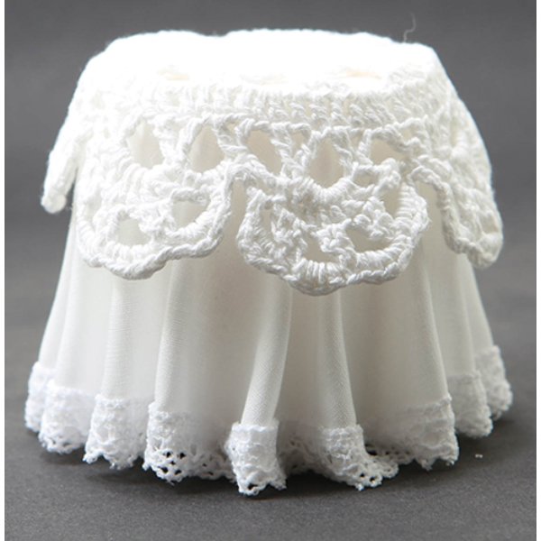 CB126W Lace Top Skirted Table for Dollhouse Miniature - White