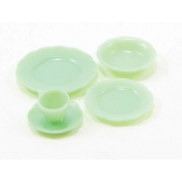 CB132J Place Setting for Dollhouse Miniature - Jadeite - 5 Piece