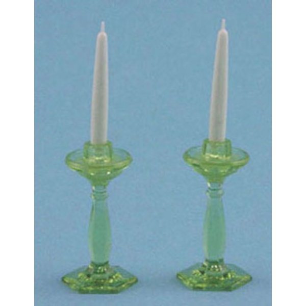 CB66G Candlesticks for Dollhouse Miniature - Green