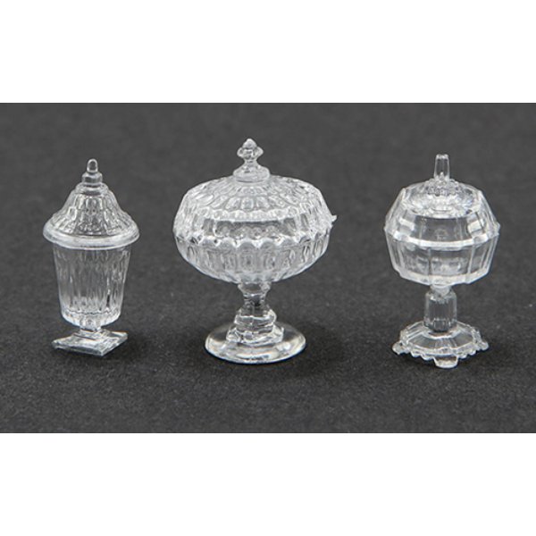 CB68CL Candy Dishes for Dollhouse Miniature - Clear - 3 Piece