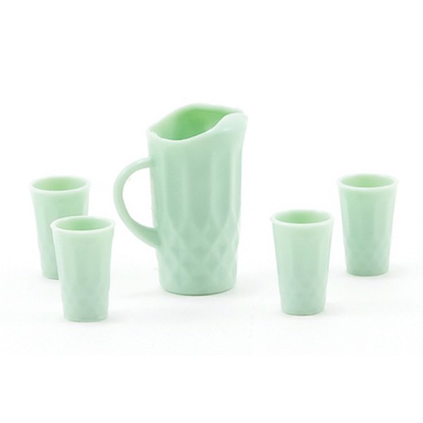 CB88J Pitcher & Glasses Set for Dollhouse Miniature - Jadeite
