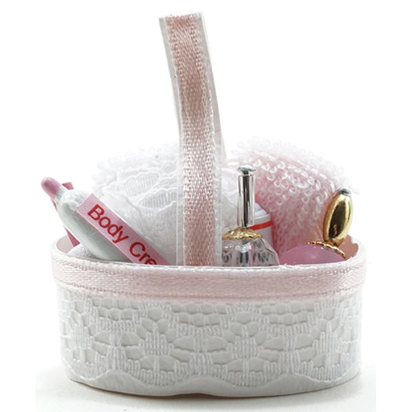 IM65549 Bath Accessory Basket for Dollhouse Miniature - Pink
