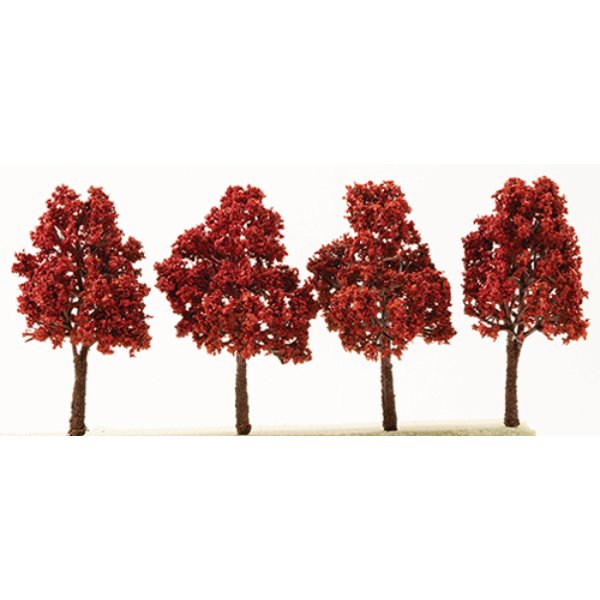 CA6005 3 in. Maroon Japanese Maple Tree with Textured Trunk for Dollhouse Miniature - Pack of 4