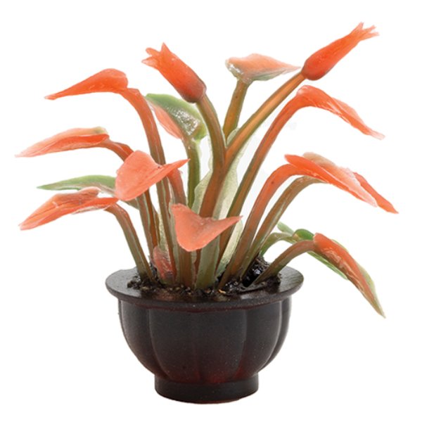 CAPP3 Red Plant in Brown Pot for Dollhouse Miniature