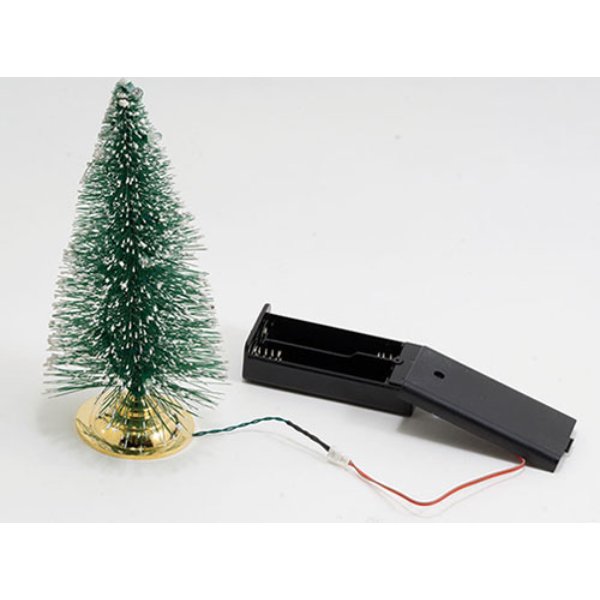 MH59192BOX LED Lighted Christmas Tree with 12 Bulbs for Dollhouse Miniature - Fast Color Change - 2AA Battery Box