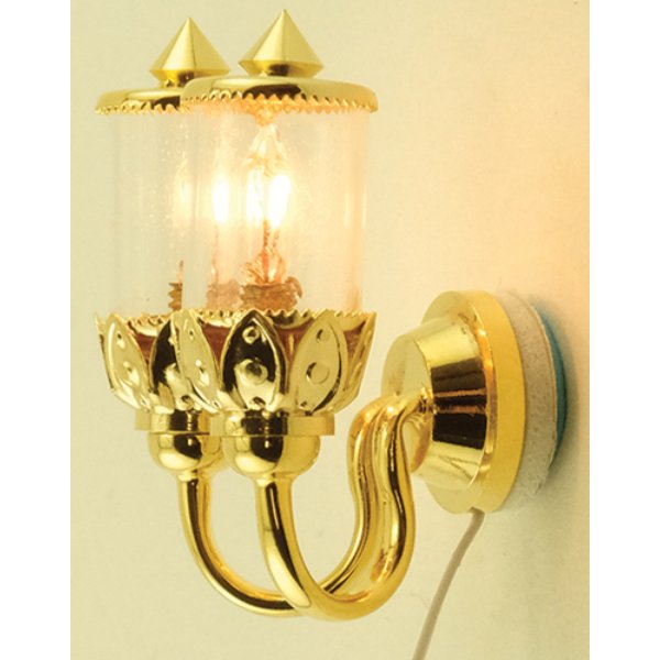 MH45128 12V Double Ornate Coach Wall Lamp for Dollhouse Miniature