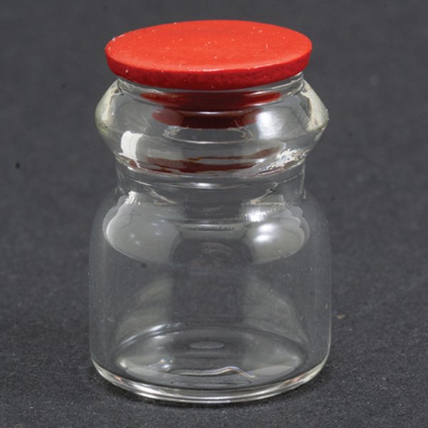 IM65731 Glass Jar with Red Lid for Dollhouse Miniature