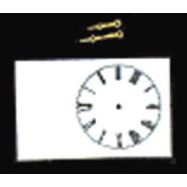 BLD148 4.5 in. White Rectangle Clock Face with Hands for Dollhouse Miniature