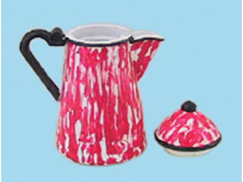 CAR0860 Coffee Pot Floral Red for Dollhouse Miniature