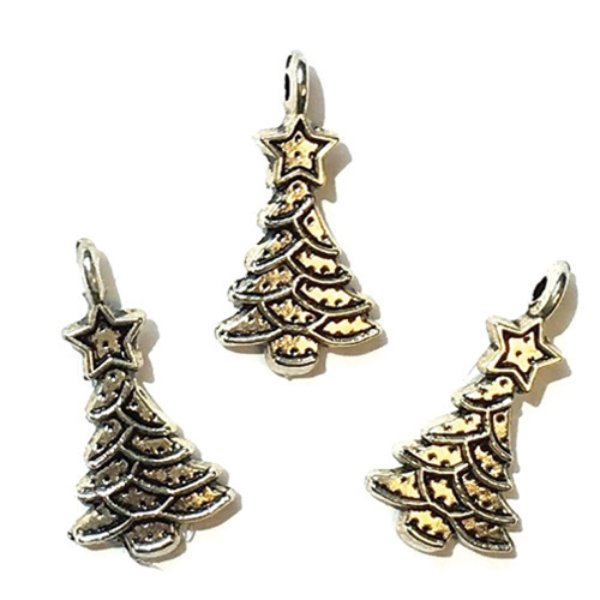 CLD202 Silver Tree Ornament for Dollhouse Miniature - 3 Piece