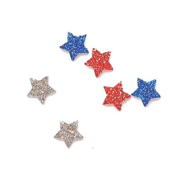 CLD307 Red, Silver & Blue Stars for Dollhouse Miniature - Pack of 50