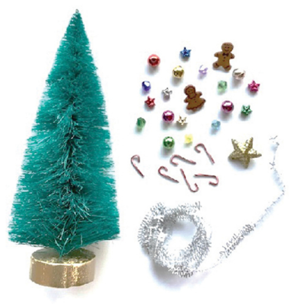CLD601S Christmas Tree Kit for Dollhouse Miniature, Silver Garland