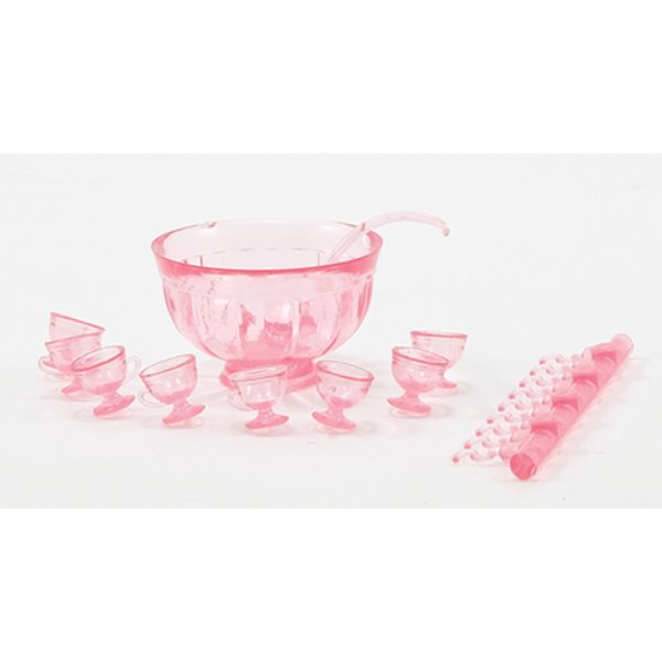 CB120P Punch Bowl Set for Dollhouse Miniature - Pink