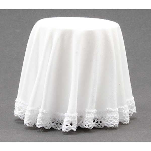 CB125W Skirted Table for Dollhouse Miniature - White