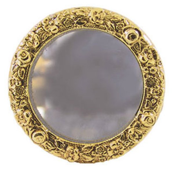 CAR21101 2 in. Brass Framed Round Mirror for Dollhouse Miniature