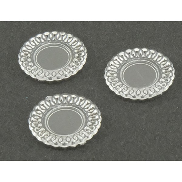CB153CL Lace-Edged Plates for Dollhouse Miniature - Crystal Clear - 3 Piece