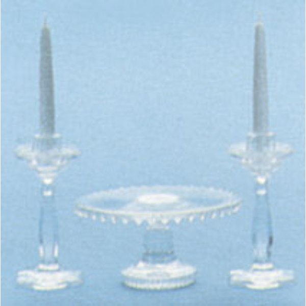 CB2206 M-70C Cake Plate & Candlesticks Mini Kit for Dollhouse Miniature - Crystal