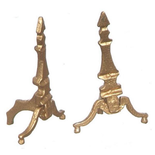FCN1166 Brass Andirons for Dollhouse Miniature - Pack of 2